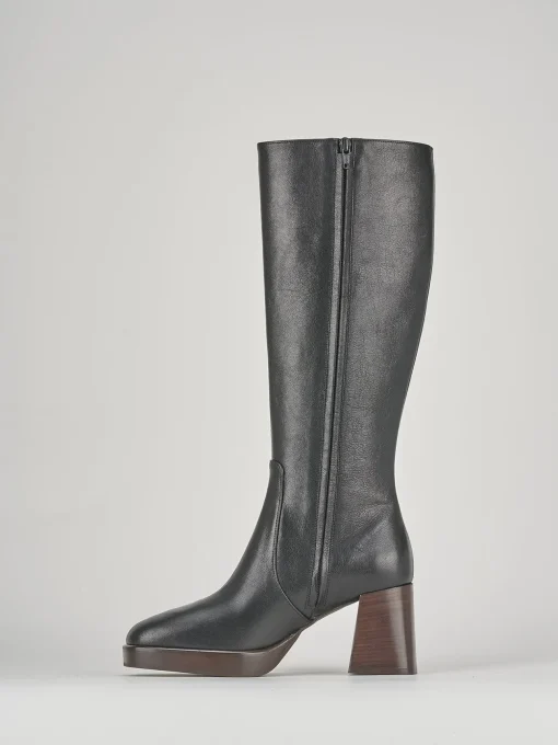 Stivali tacco 7cm pelle nero
