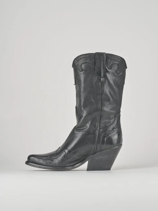Stivali tacco 6cm pelle nero
