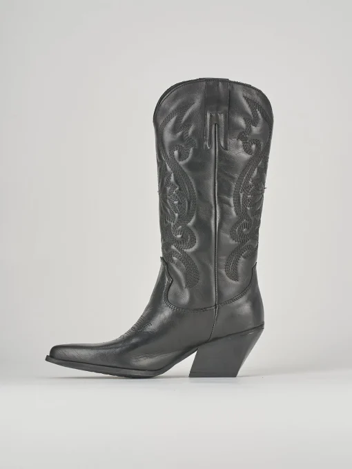 Stivali tacco 8cm pelle nero
