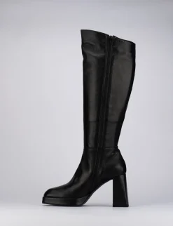 Stivali tacco 5cm pelle nero