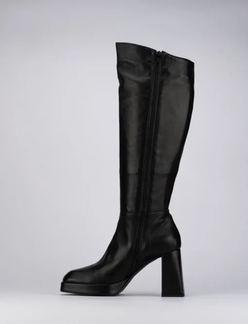 Stivali tacco 5cm pelle nero
