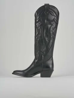 Stivali tacco 5cm pelle nero