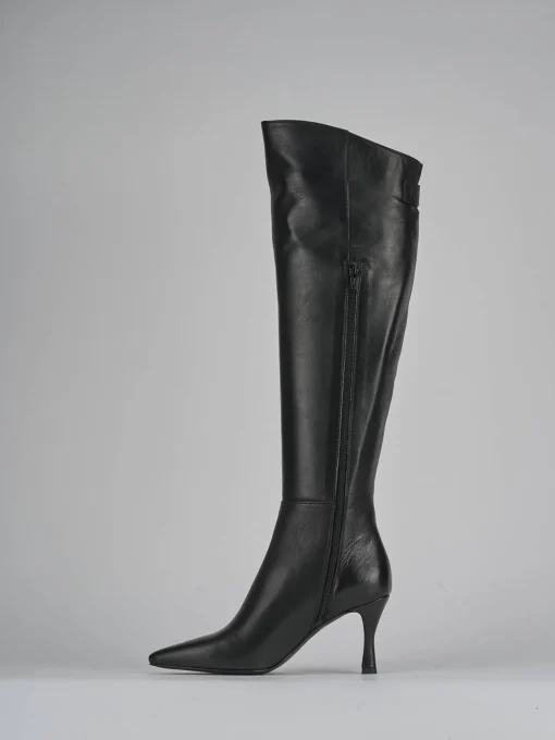 Stivali tacco 5cm pelle nero