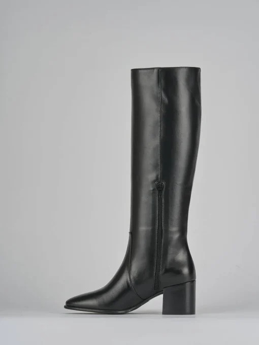 Stivali tacco 6cm pelle nero