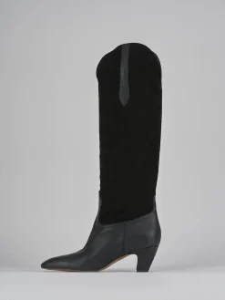 Stivali tacco 5cm pelle nero