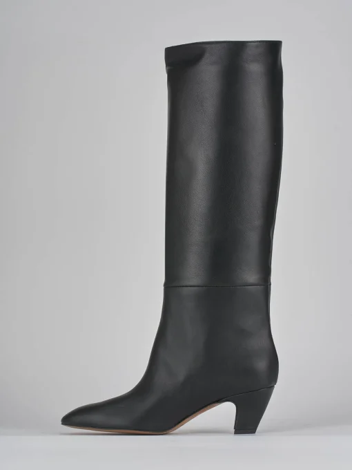 Stivali tacco 5cm pelle nero
