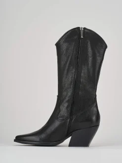 Stivali tacco 7cm pelle nero