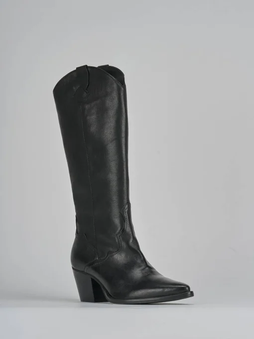 Stivali tacco 7cm pelle nero