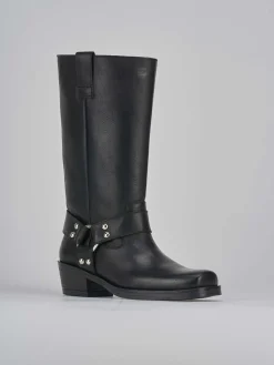 Stivali tacco 4cm pelle nero