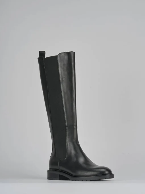 Stivali tacco 2cm pelle nero
