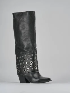 Stivali tacco 6cm pelle nero