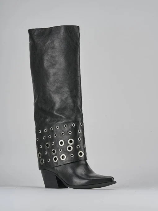Stivali tacco 6cm pelle nero