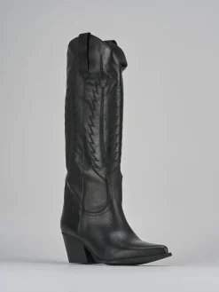 Stivali tacco 7cm pelle nero