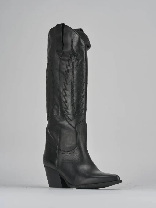 Stivali tacco 7cm pelle nero