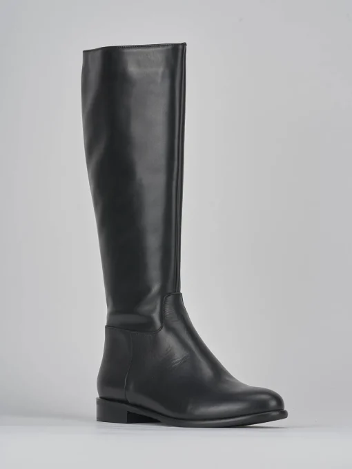 Stivali tacco 2cm pelle nero