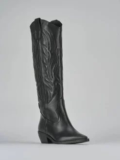 Stivali tacco 7cm pelle nero