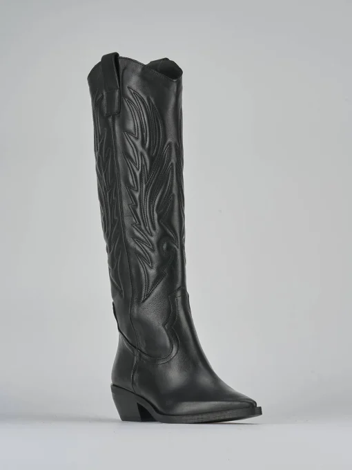 Stivali tacco 7cm pelle nero