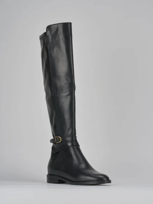 Stivali tacco 2cm pelle nero