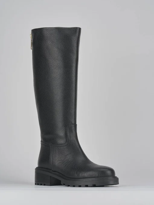 Stivali tacco 2cm pelle nero