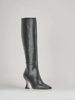 Stivali tacco 7cm pelle nero