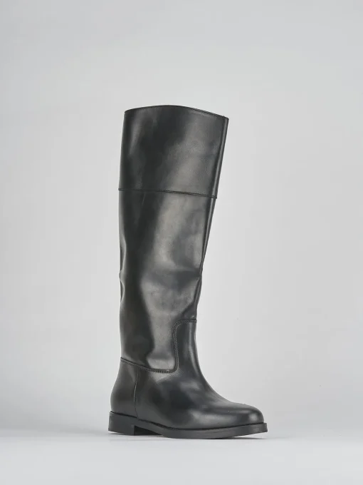 Stivali tacco 2cm pelle nero
