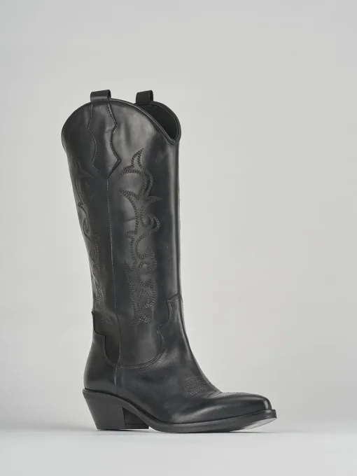 Stivali tacco 3cm pelle nero