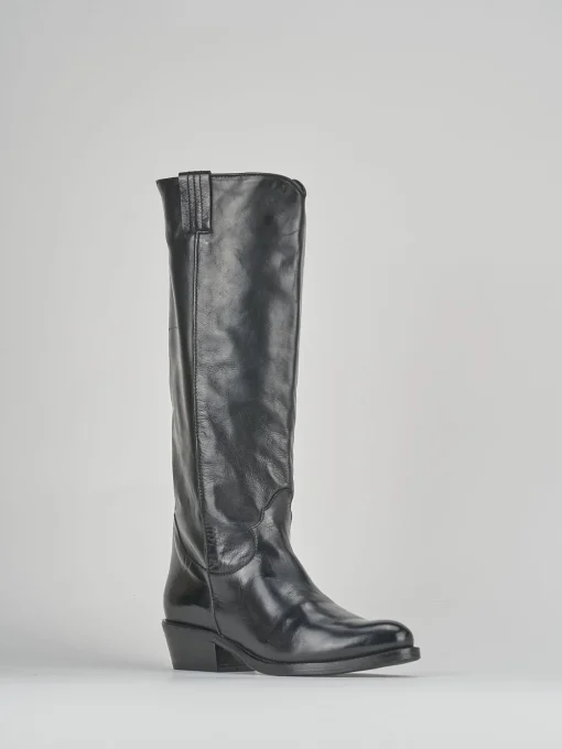 Stivali tacco 4cm pelle nero