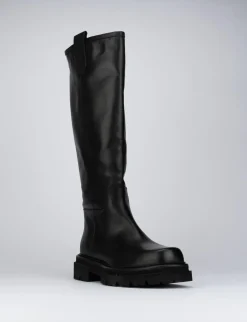 Stivali tacco 1cm pelle nero