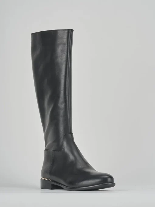 Stivali tacco 2cm pelle nero