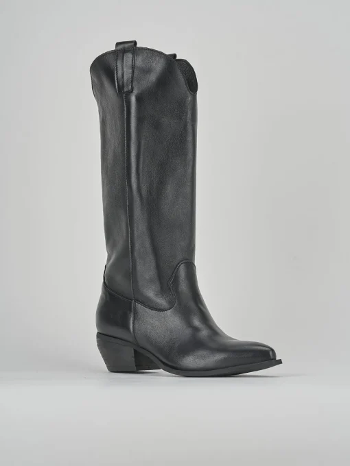 Stivali tacco 4cm pelle nero