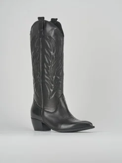 Stivali tacco 4cm pelle nero