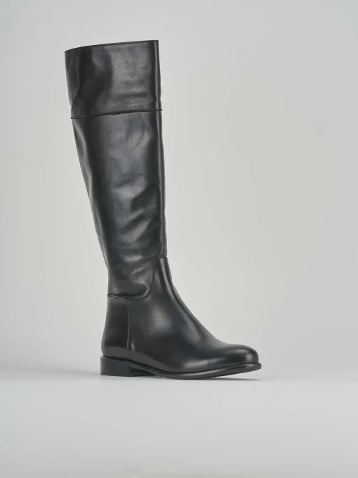 Stivali tacco 2cm pelle nero