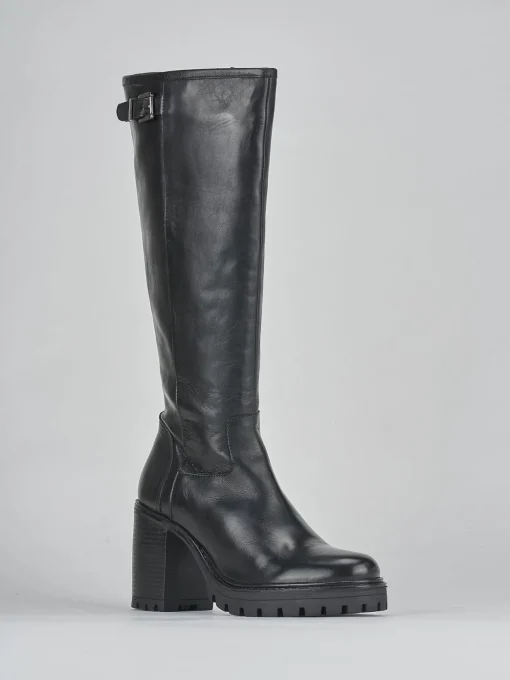Stivali tacco 7cm pelle nero