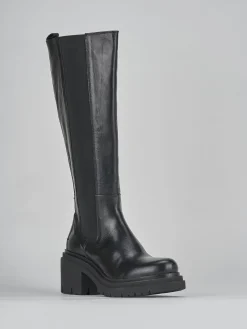Stivali tacco 5cm pelle nero