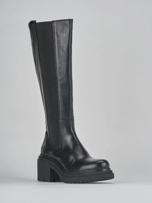 Stivali tacco 5cm pelle nero