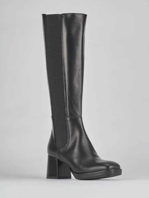 Stivali tacco 5cm pelle nero