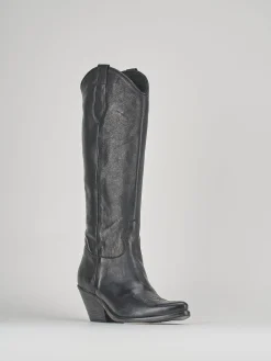 Stivali tacco 7cm pelle nero