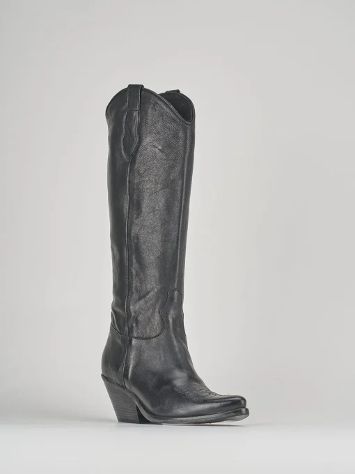Stivali tacco 7cm pelle nero
