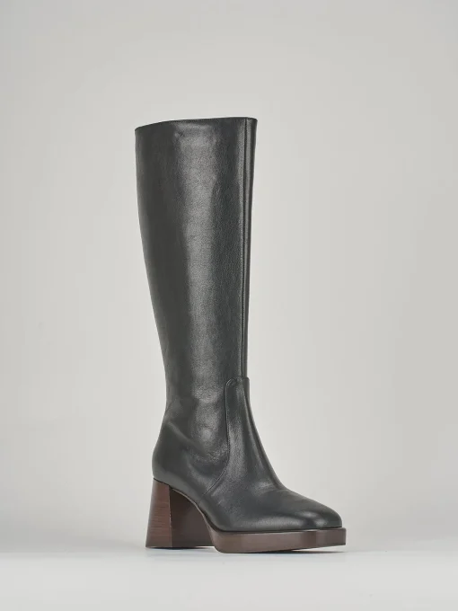Stivali tacco 7cm pelle nero