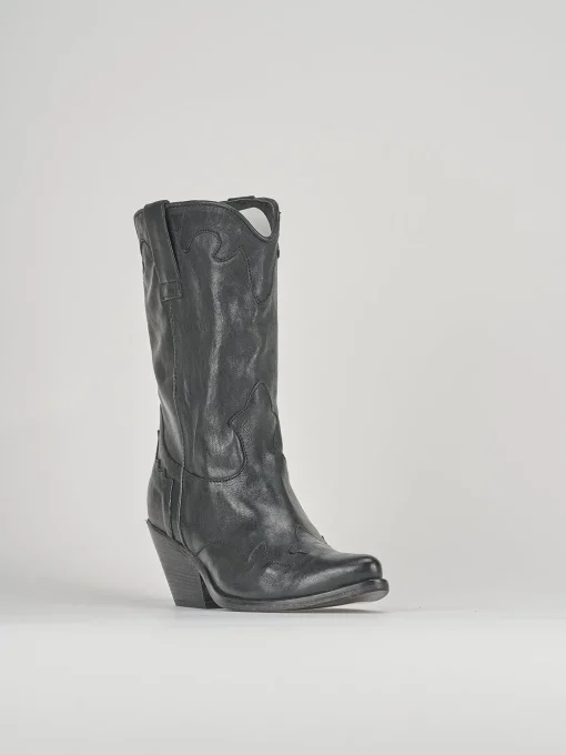 Stivali tacco 6cm pelle nero