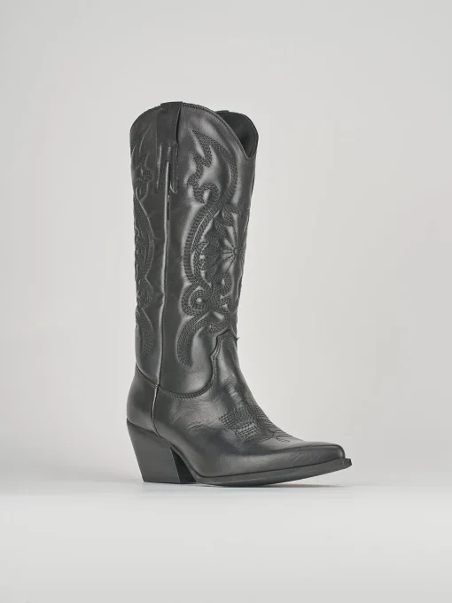 Stivali tacco 8cm pelle nero