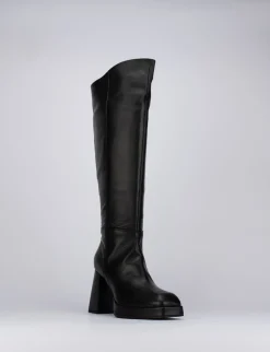 Stivali tacco 5cm pelle nero