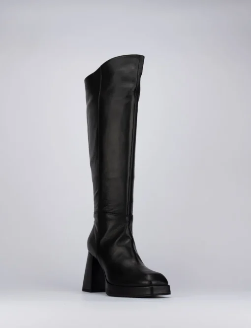 Stivali tacco 5cm pelle nero
