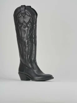 Stivali tacco 5cm pelle nero