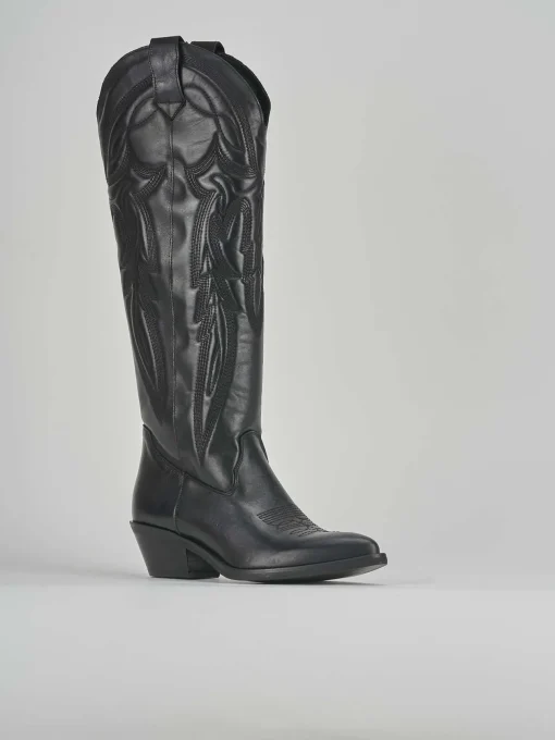 Stivali tacco 5cm pelle nero