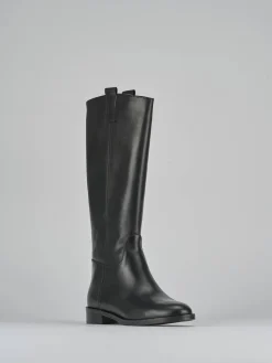 Stivali tacco 2cm pelle nero