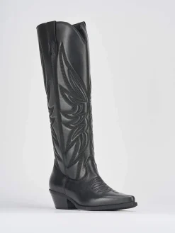 Stivali tacco 5cm pelle nero