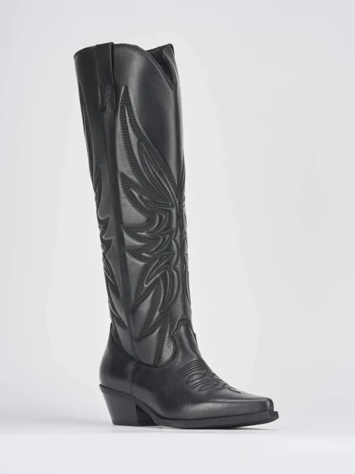 Stivali tacco 5cm pelle nero