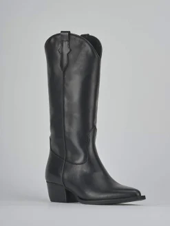 Stivali tacco 5cm pelle nero