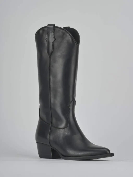 Stivali tacco 5cm pelle nero